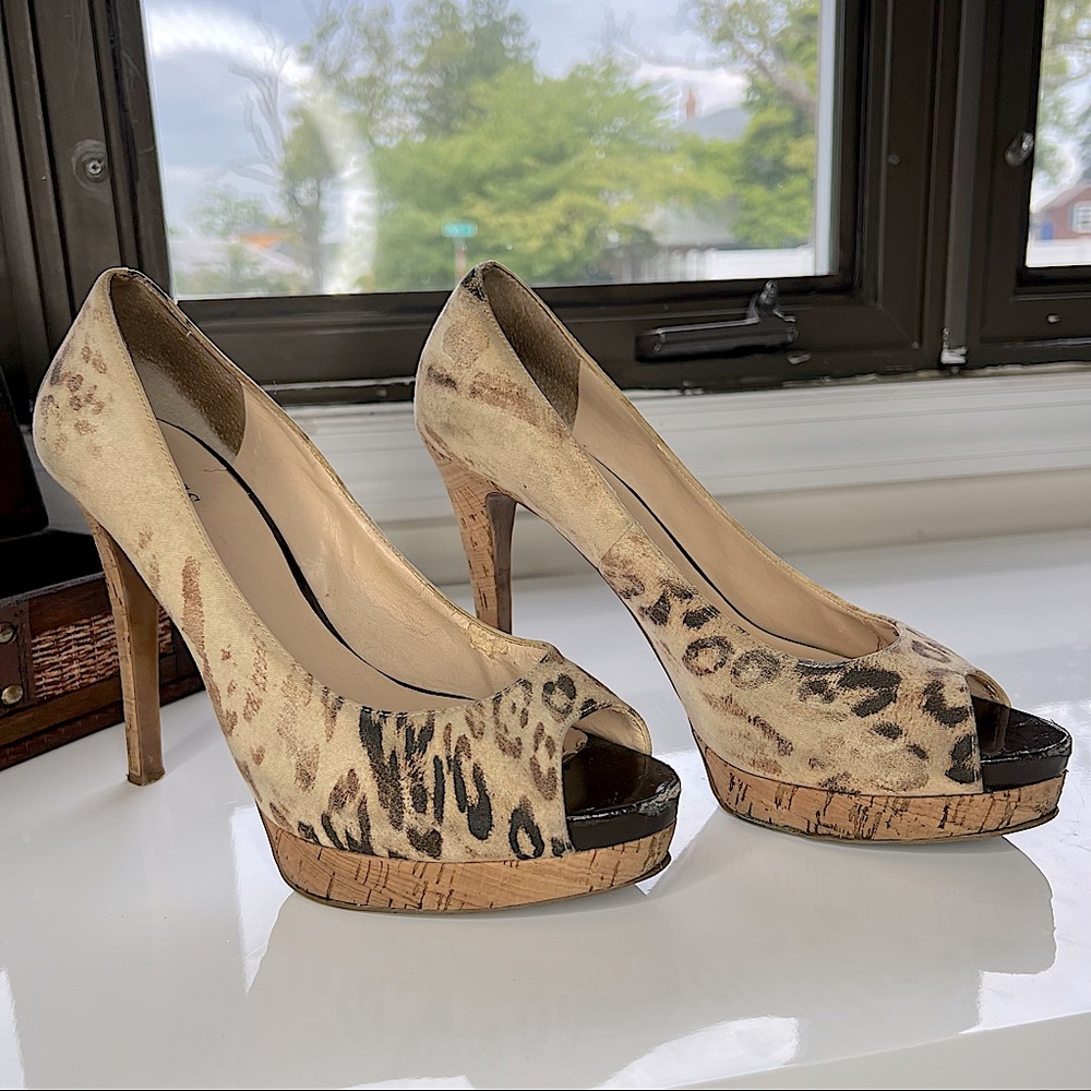 Guess by Marciano animal print open toe pumps . Size 9M